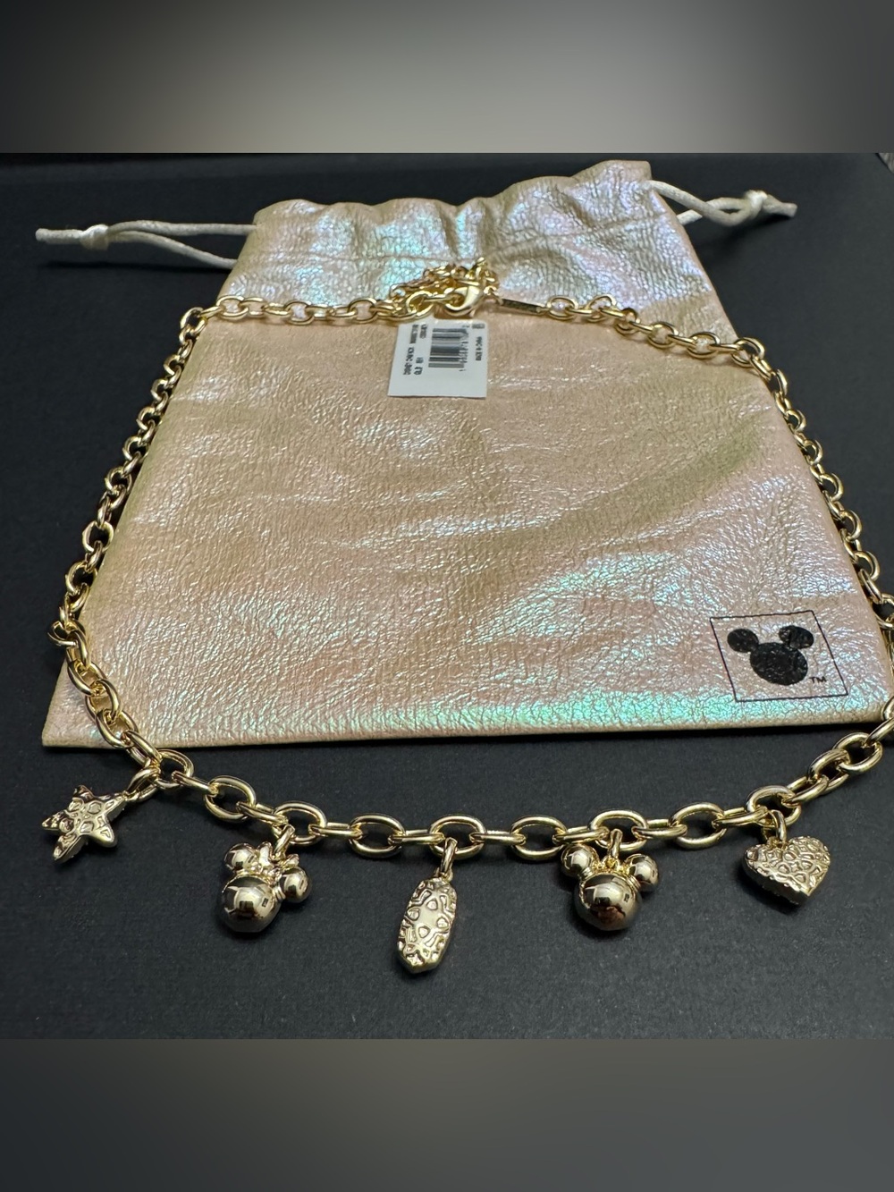 Kendra Scott X Disney Mickey Minnie Mouse Pink Drusy Pendant Gold Necklace NWT - Picture 5 of 14